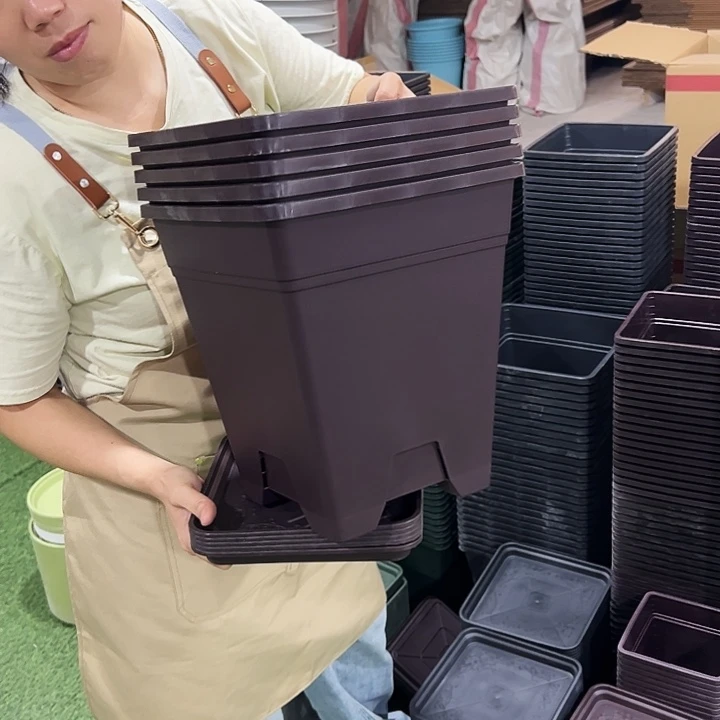 方盆口26高28紫砂带托5只