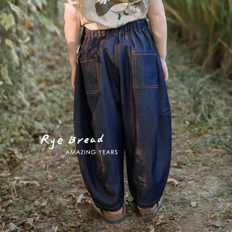 ryebread/黑面包童装 韩系明线男小童舒适直筒休闲牛仔裤SD4夏