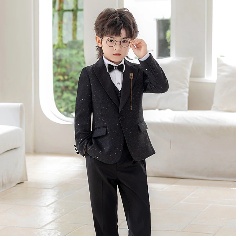 男童西装马甲套装花童礼服绅士英伦风西服主持走秀钢琴演出服