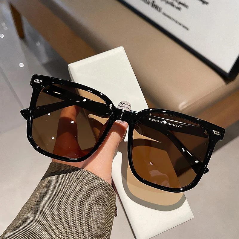 帕森精品超轻防紫外线偏光太阳镜女圆长脸大框潮酷茶色墨镜男士休