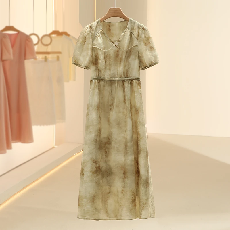 【ta图】浪漫气质文雅洋气连衣长裙2025夏新款专柜撤柜品牌女装