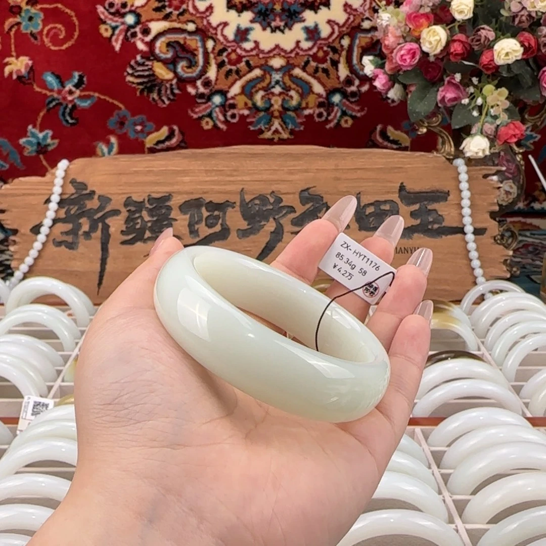 未镶嵌手镯和田玉新疆和田玉手镯宽版轮胎镯油润条宽18mm