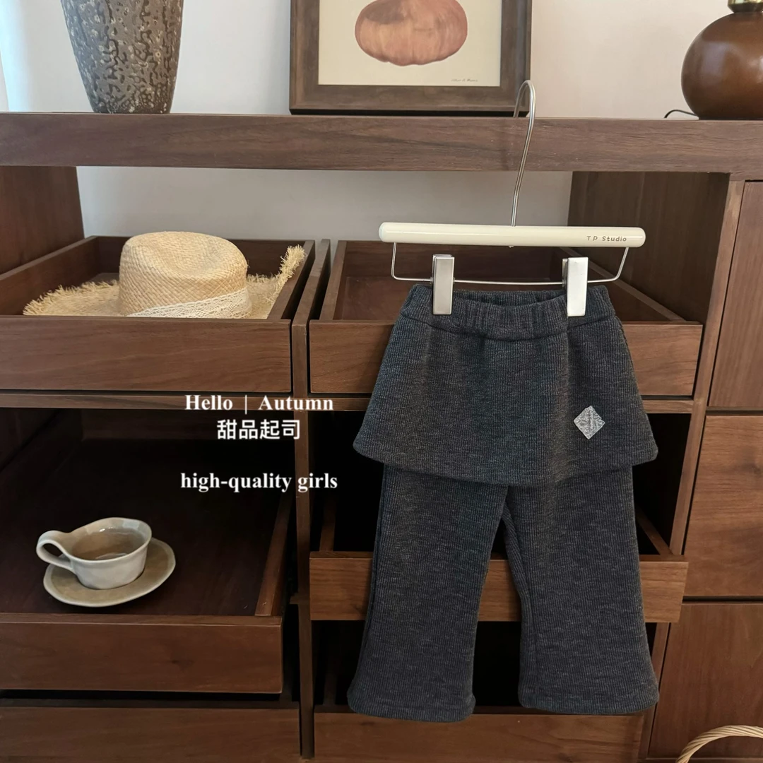 【现】【甜品起司】小小时髦精！韩系女宝假两件芭蕾风屁帘加绒休闲裤