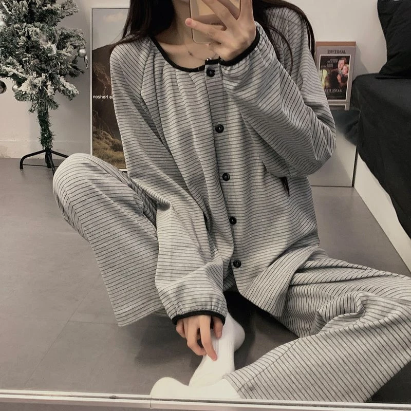 【带胸垫】月子服春秋冬产后宽松孕妇睡衣大码待产哺乳喂奶衣套装