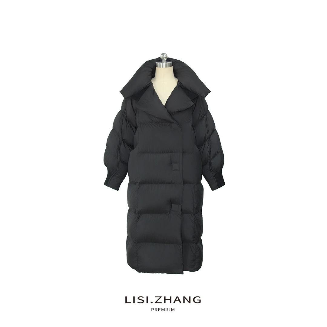 LISI.ZHANG--【长款羽绒服】时尚大领磁吸扣棉被长款羽绒外套