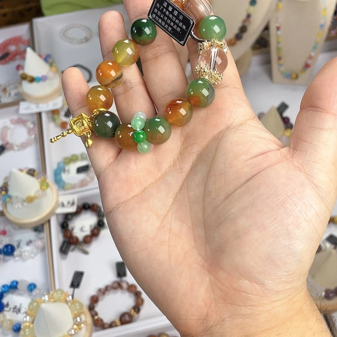 水晶手链银S925镀金镶嵌