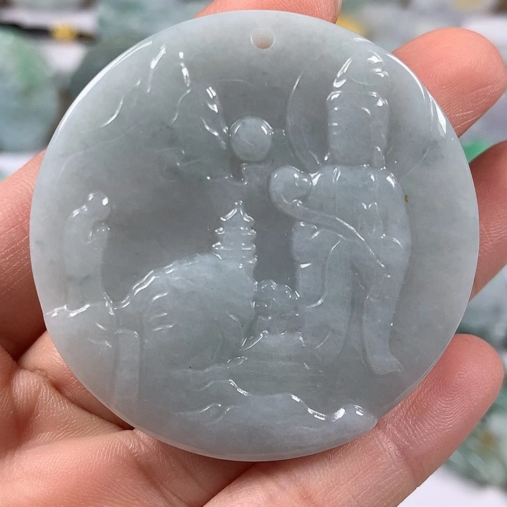 翡翠未镶嵌颈饰山水观音福利