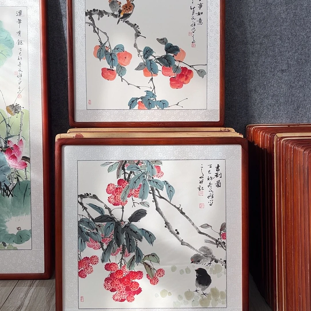 国画书画作品带框63×63