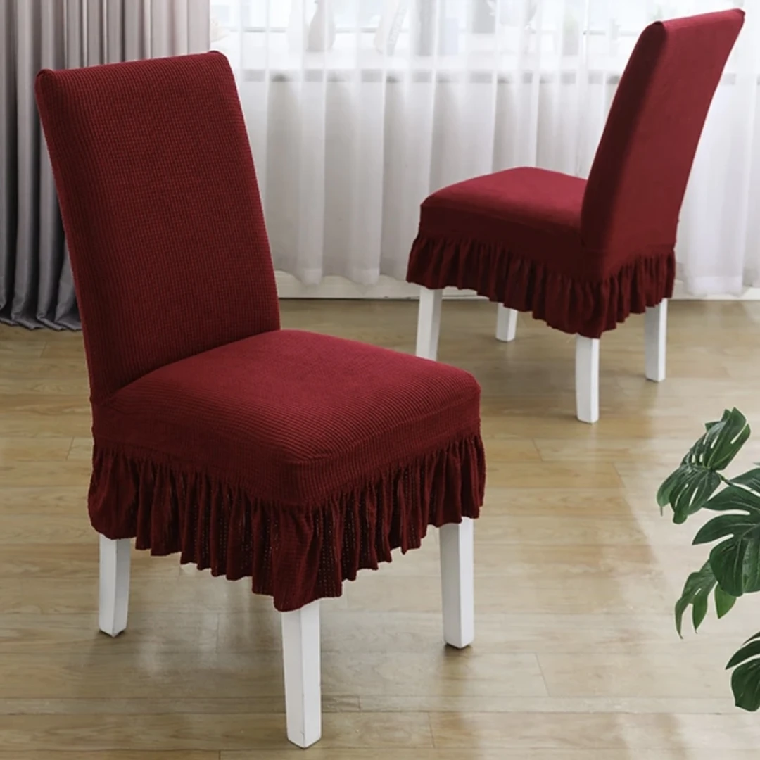 玉米粒纹短裙家用弹力餐桌椅子套罩现代简约凳子套罩背一体通用套