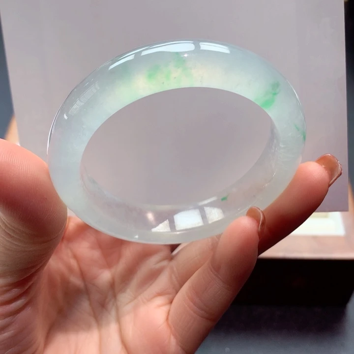 未镶嵌手镯翡翠7号冰甜绿正圈