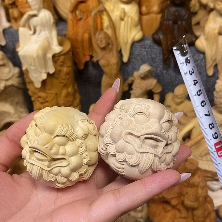 黄杨木黄杨木瑕疵貔貅一对