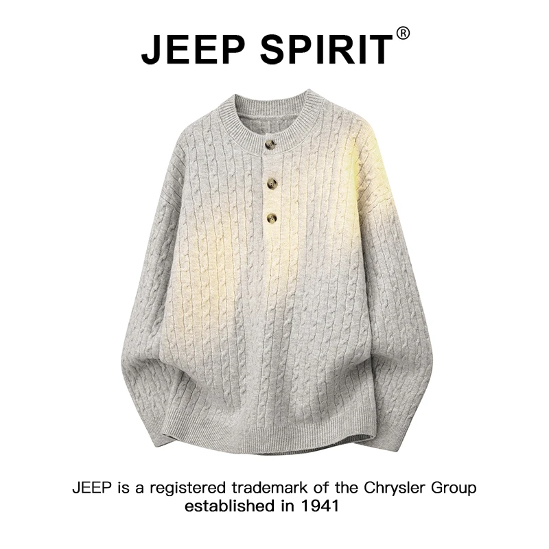 JEEPSPIRIT吉普亨利领毛衣男士秋冬新款轻熟风休闲保暖针织打底衫