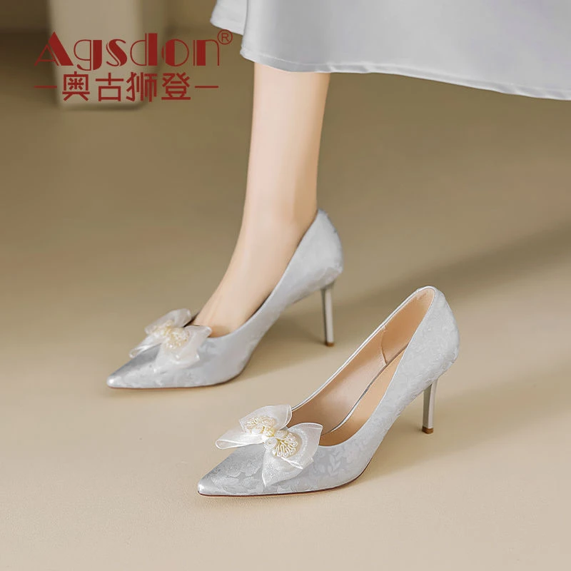 P543052尖头气质高跟鞋女春季配裙子2025新款银色性感细跟单鞋女