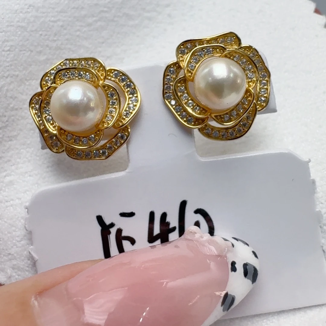 耳饰海水珍珠银S925镶嵌@@ye410