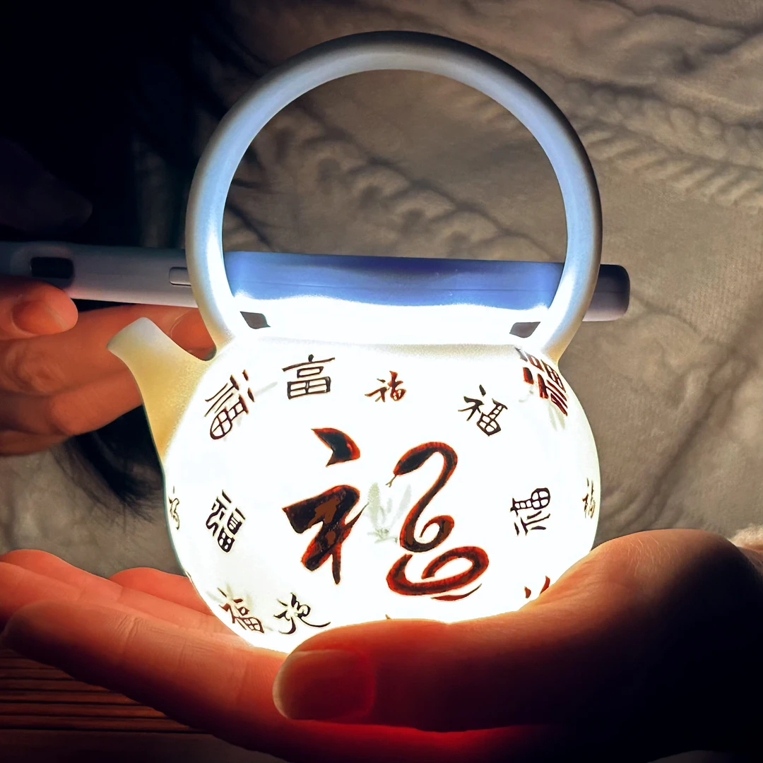 春风瓷礼手工拉坯满工满绘东坡提梁壶套装