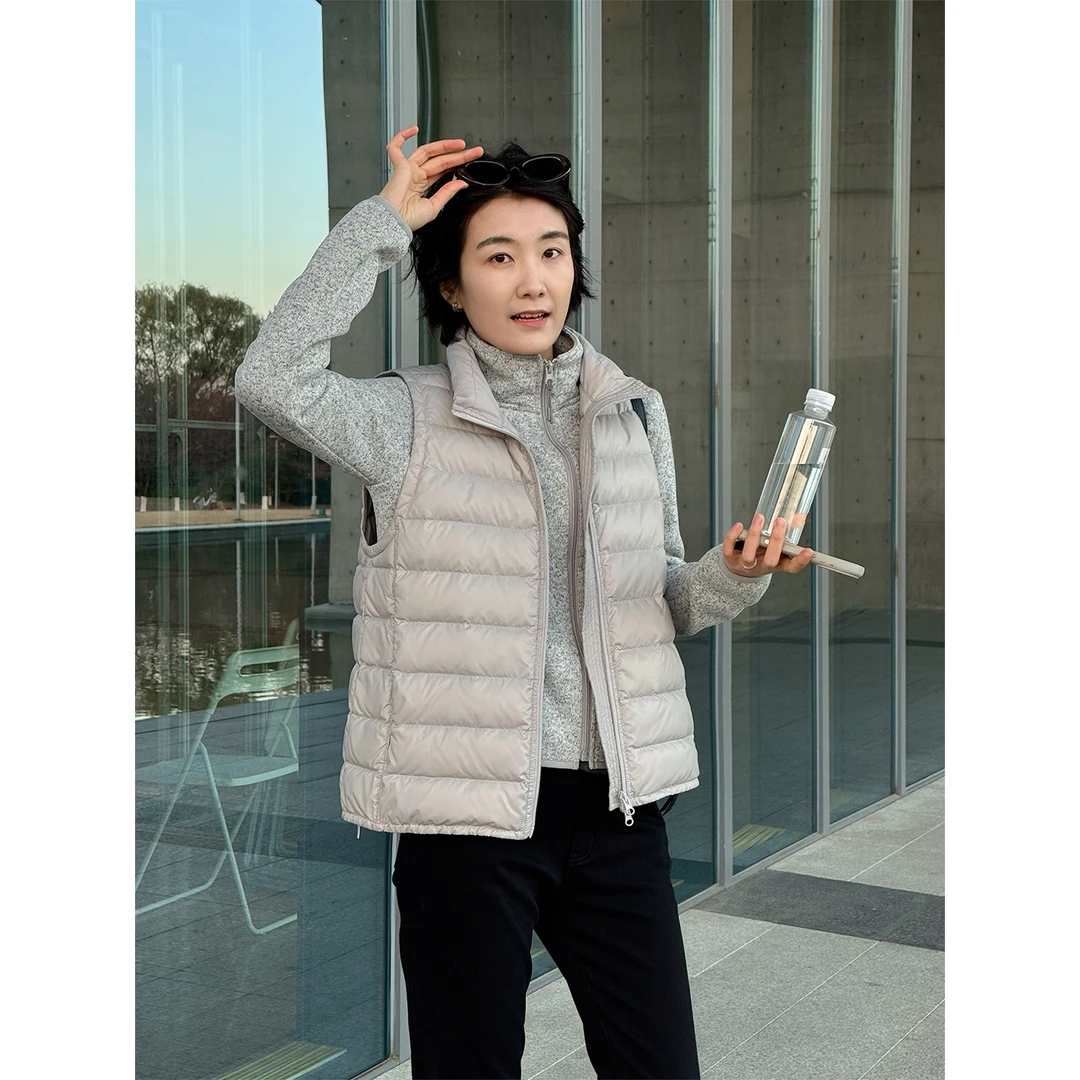 LANGQING 干净的灰色调简约白鹅绒马甲47090#