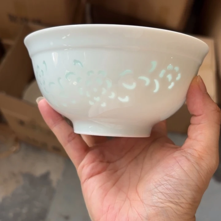 青瓷景德镇陶瓷米饭碗两只青色