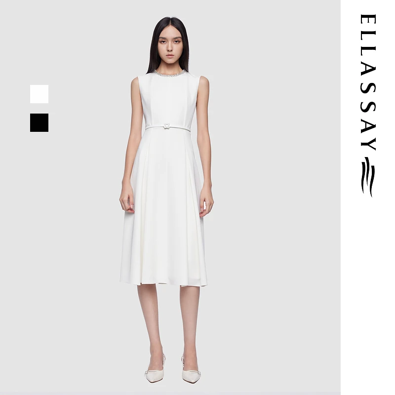 ELLASSAY歌力思2025新款秋季精致水钻气质连衣裙女EWD361U00300