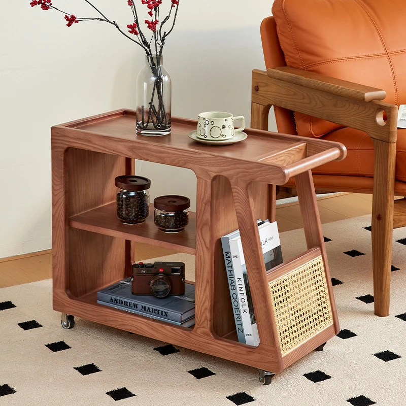 「云起」小悦推车 实木可移动小边几沙发边柜带轮茶台小推车茶几