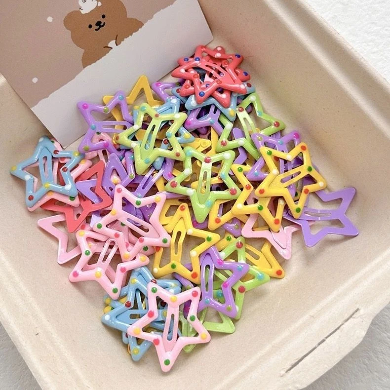 星星发夹多巴胺彩色五角星边夹发夹bb夹儿童小号碎发宝宝发夹饰品