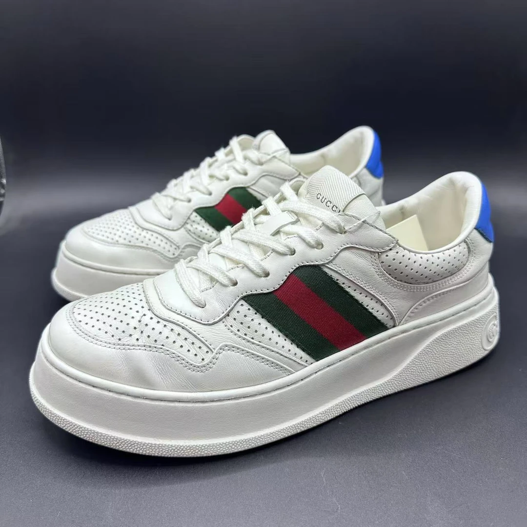 95新 GUCCI/古驰 男士时尚潮鞋厚底白色织带饼干鞋多尺码问主播