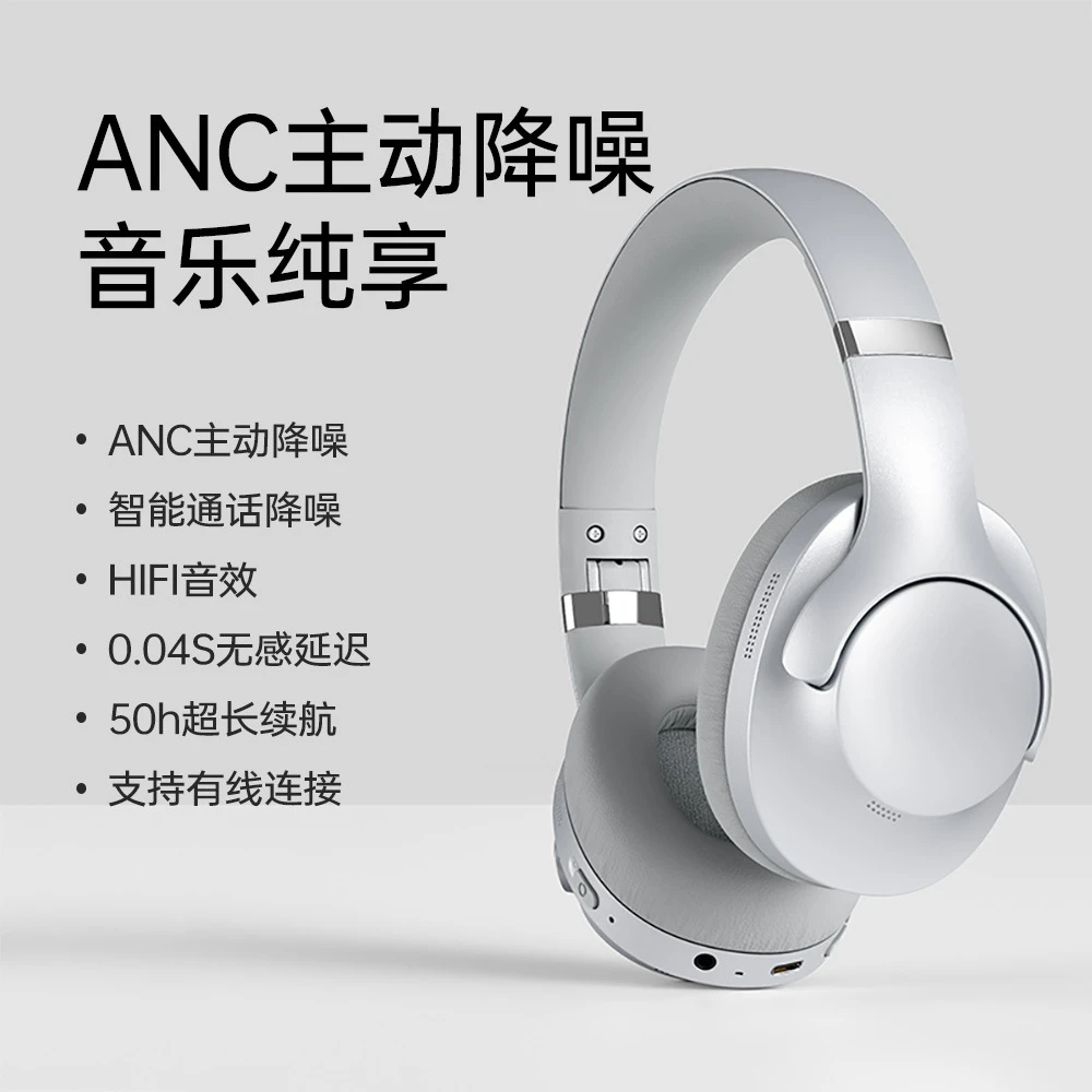 ANC头戴式无线蓝牙耳机超长续航全包耳主动降噪耳机蓝牙电竞男生