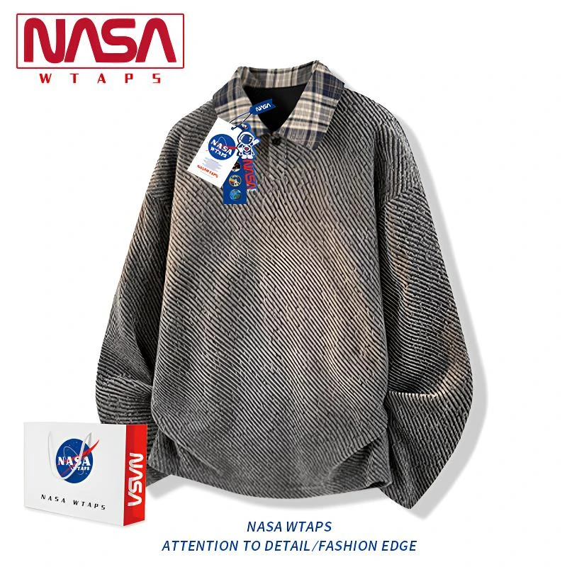 NASA WTAPS美式老钱风长袖POLO衫男款秋季设计感提花宽松休闲卫衣