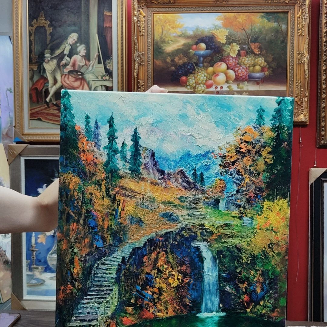 横款逐*纯手绘油画无框