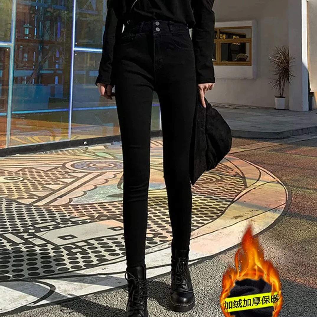 346#【个别瑕疵介意勿拍】高腰高弹力加厚绒小脚裤