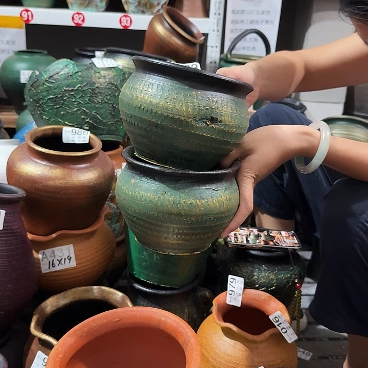 瑕疵金绿圆一对033高度12口径15