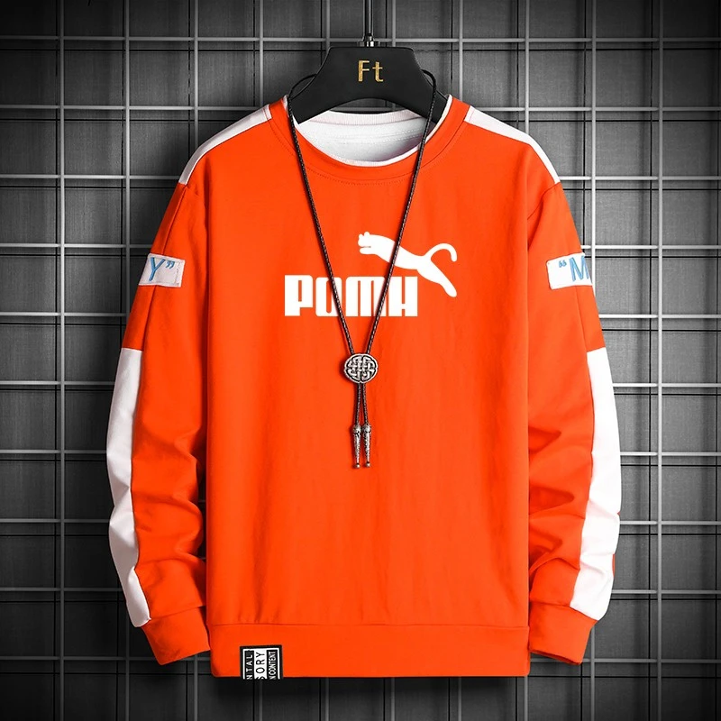 秋季潮牌圆领无帽时尚卫衣男韩版潮流百搭长袖打底衫休闲宽松上衣