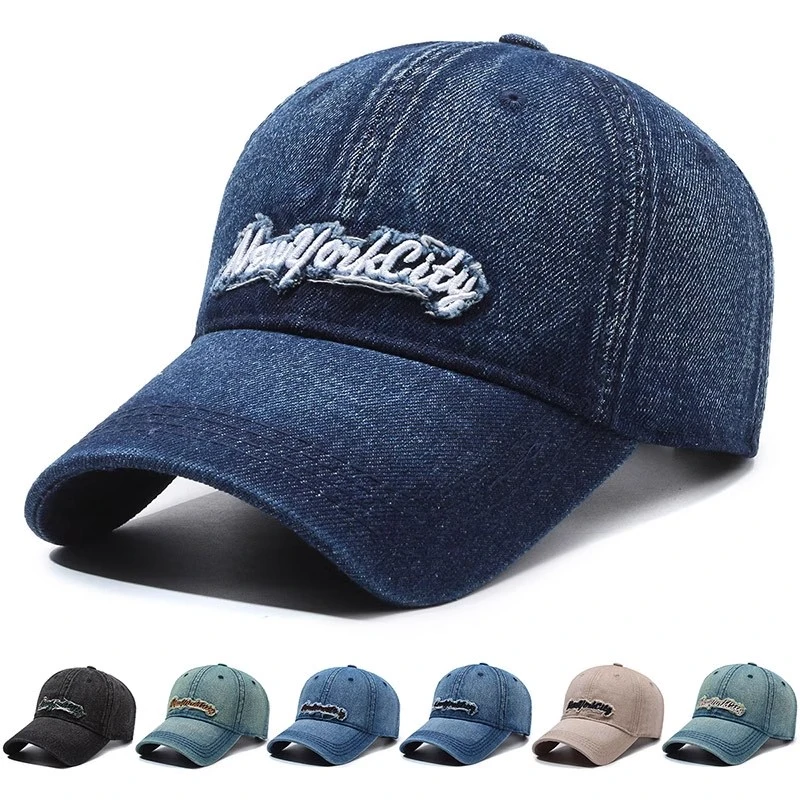 牛仔棒球帽女显脸小春秋夏防晒帽遮阳帽复古做旧软顶帽子鸭舌帽男