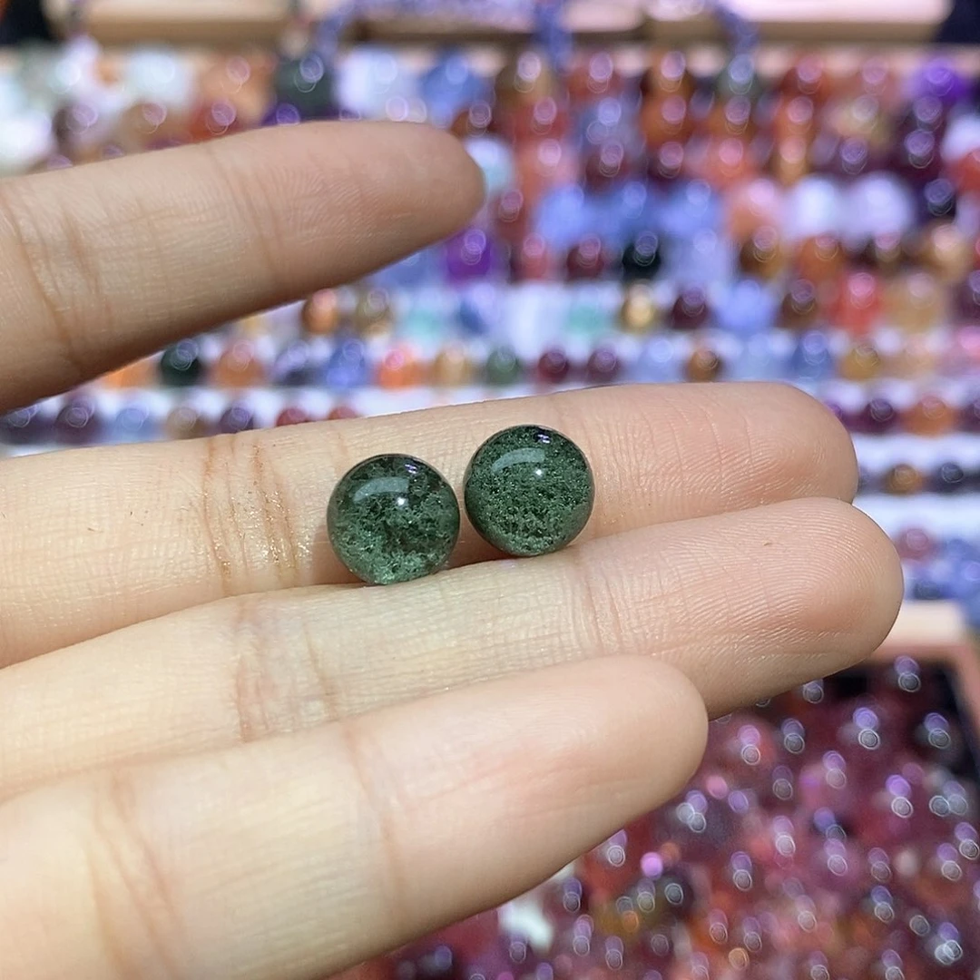 l***e水晶珠宝半成品未镶嵌绿幽灵单珠