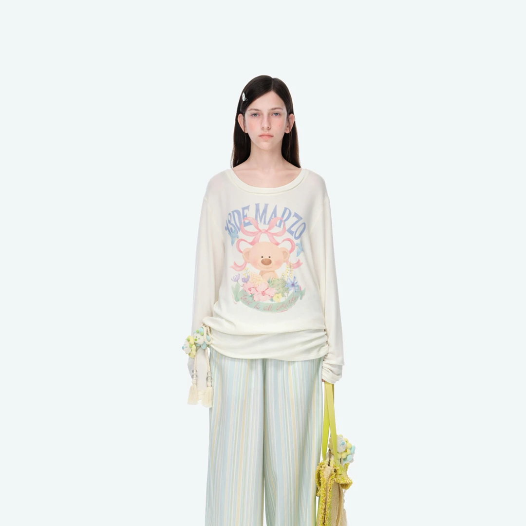 13DE 2026SS花卉插画罩衫长袖T恤-1680