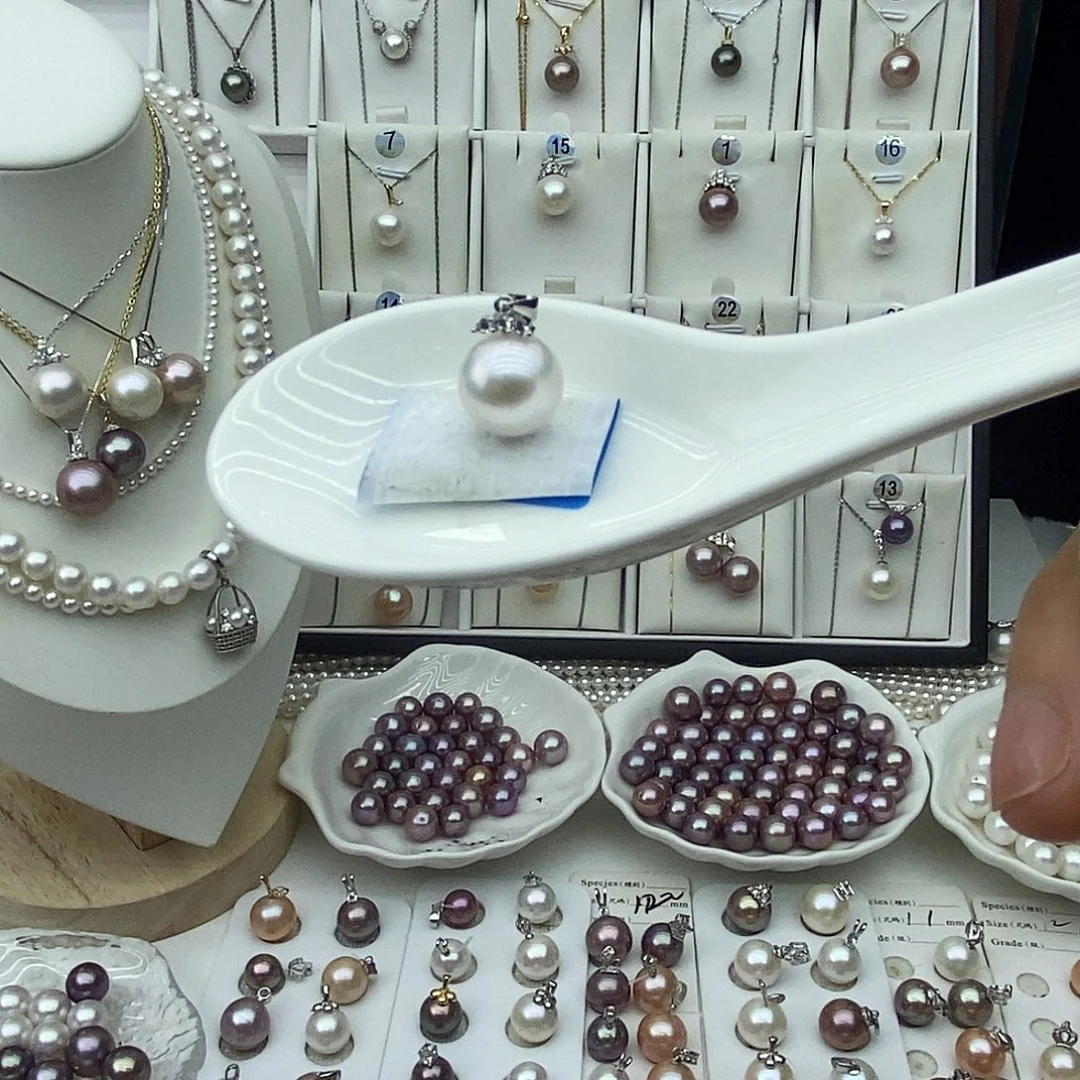 银S925镶嵌珍珠淡水珍珠