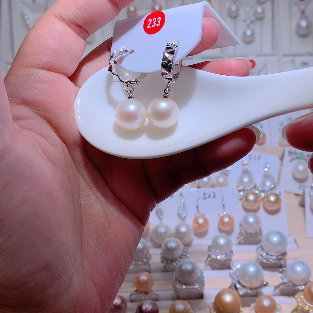 淡水珍珠未镶嵌耳饰CC12.7mm