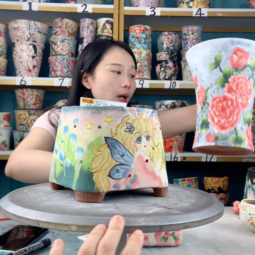 景德镇手工花盆567