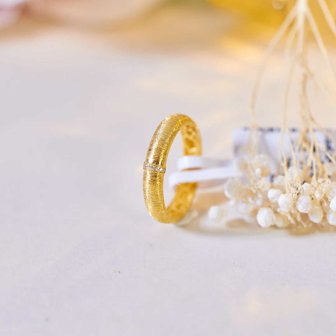 【歪歪】（素金）归圆戒指*18K金镶嵌（多样性发一）XB-S8005