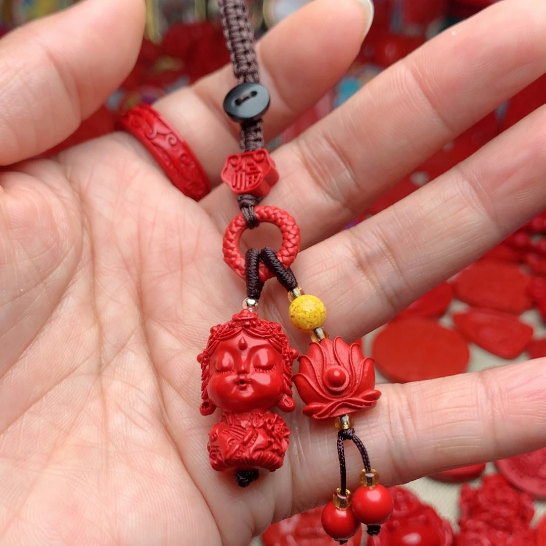 天然辰砂工艺品朱砂钥匙扣