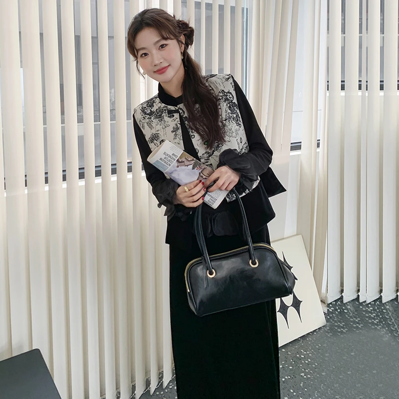 金丝绒新中式国风套装裙设计感女春秋季高级感盐系绝美独特三件套