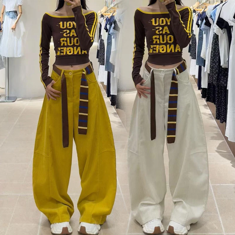 2025秋冬新款韩版阔腿弯刀裤女高腰宽松显瘦设计感时尚百搭休闲裤