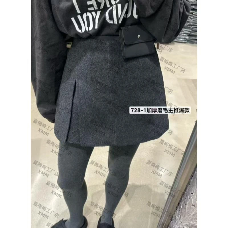 XMM.【加厚羊毛裙裤】时尚休闲毛呢加绒百搭潮流保暖秋冬-Mm6625728