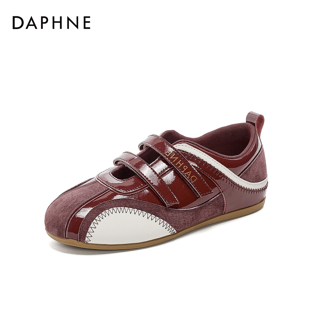 达芙妮2025年新款魔术贴秋冬时尚百搭浅口复古甜辣千金风休闲鞋