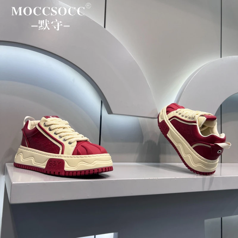 MOCCSOCC板鞋男款厚底增高鞋轻奢个性复古男鞋时尚百搭休闲运动鞋