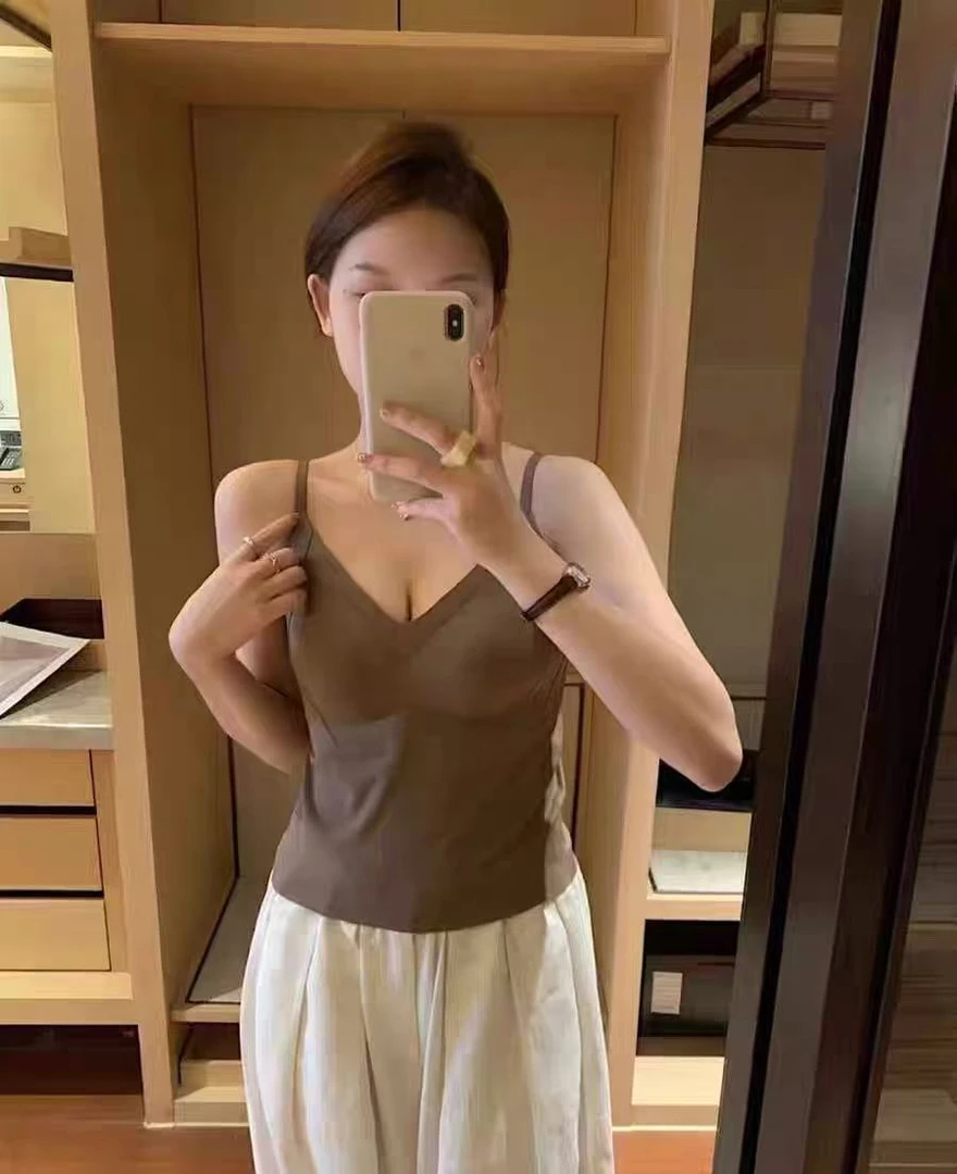 9909吊带背心女内衣固定美背无痕带胸垫上衣内搭外穿一体打底