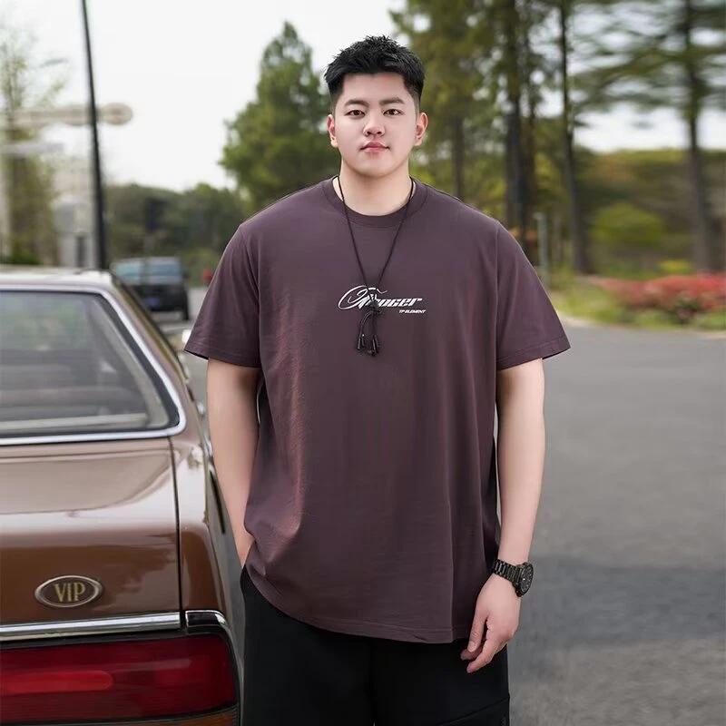 特大码2-300斤夏季新款高档纯棉短袖t恤男士轻奢帅气宽松百搭恤