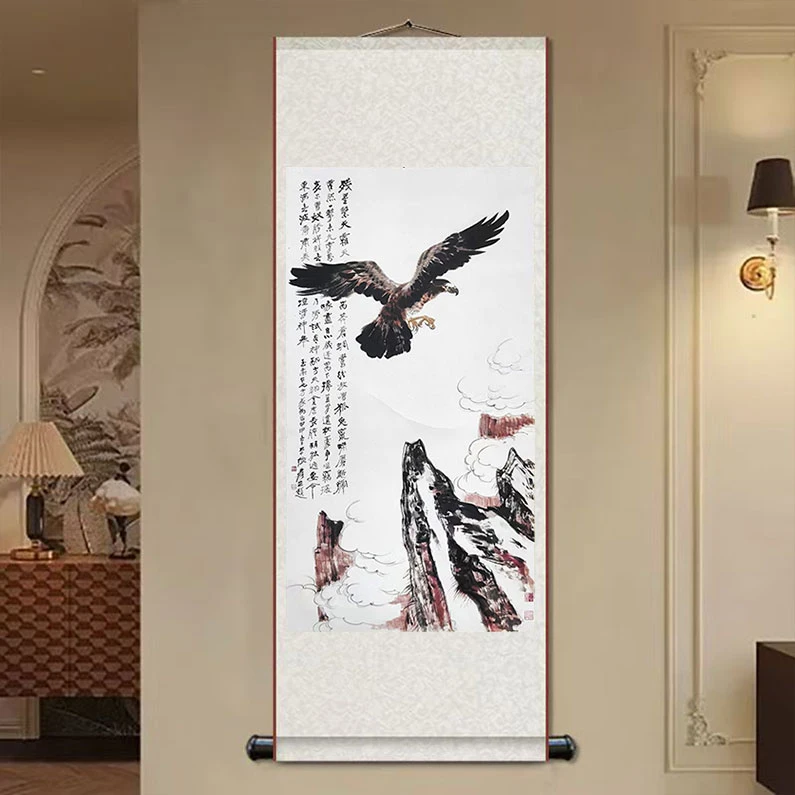 张大千《神鹰图》 高清复刻  微喷 国风 装饰画