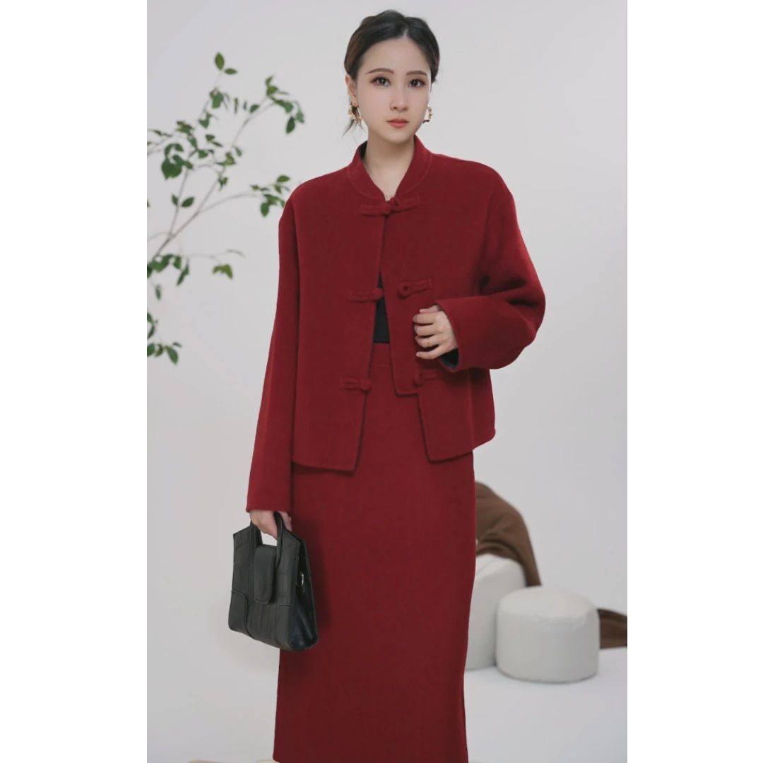 【25023独立裙子】高级感名媛羊毛长半裙气质时尚毛呢半裙-禁水洗