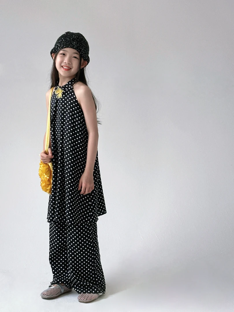 『波尔卡女王』小众vintage波点艺术人丝挂脖旗袍裙/阔腿裤