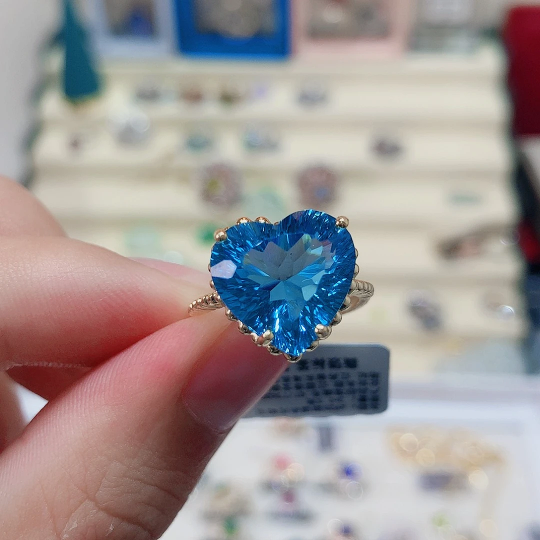 银S925镶嵌戒指托帕石